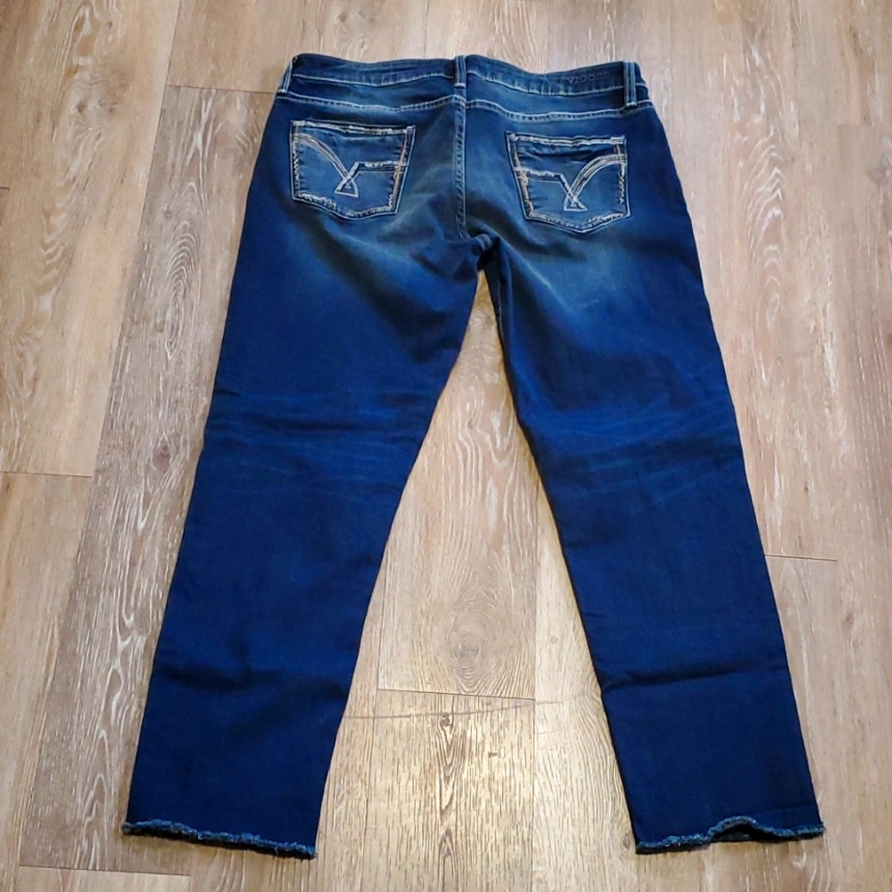 Vigoss Dark Wash Cuffed Cropped Jeans, Size 12